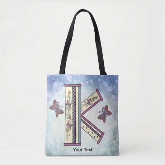 floral Monogram K  トートバッグ (正面)
