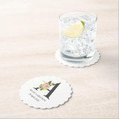 Floral Monogram Letter A Custom Name and Date  ペーパーコースター (インサイチュ)