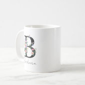 Floral Monogram – Letter B コーヒーマグカップ (正面左)