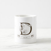 Floral Monogram Letter D for Danielle コーヒーマグカップ (中央)