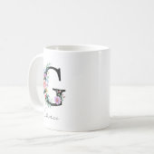  Floral Monogram – Letter G コーヒーマグカップ (正面左)
