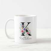  Floral Monogram – Letter K コーヒーマグカップ (左)