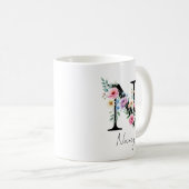 Floral Monogram – Letter N コーヒーマグカップ (正面右)