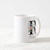  Floral Monogram – Letter R コーヒーマグカップ (正面右)