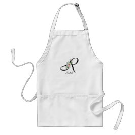 Floral Monogram letter R Retirement Apron スタンダードエプロン