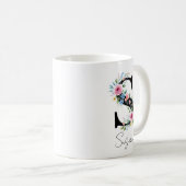 Floral Monogram – Letter S コーヒーマグカップ (正面右)