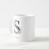 Floral Monogram – Letter S コーヒーマグカップ (正面左)