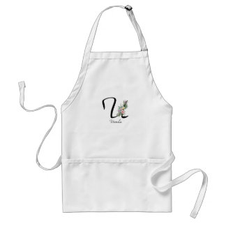 Floral Monogram letter U Retirement Apron スタンダードエプロン