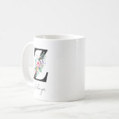  Floral Monogram – Letter Z コーヒーマグカップ (正面左)