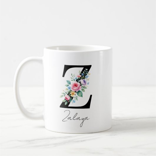  Floral Monogram – Letter Z コーヒーマグカップ (左)
