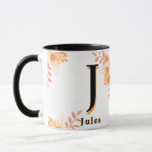 Floral Monogram Mug – Elegant Letter J Coffee Cup マグカップ (左)