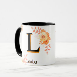 Floral Monogram Mug – Elegant Letter L Coffee Cup マグカップ