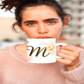 Floral Monogram Mug –Elegant Letter M-writ u name マグカップ