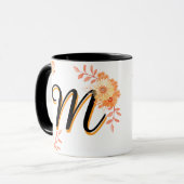 Floral Monogram Mug –Elegant Letter M-writ u name マグカップ (正面左)