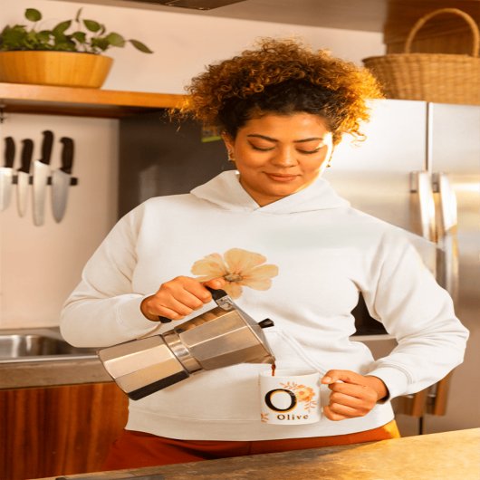 Floral Monogram Mug –Elegant Letter O -olive name マグカップ