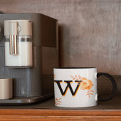 Floral Monogram Mug –Elegant Letter W-writ u name マグカップ