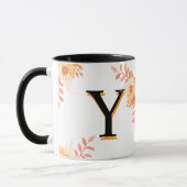 Floral Monogram Mug –Elegant Letter Y-writ u name マグカップ (左)