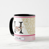 Floral Monogram Mug – Letter H Personalized Gift マグカップ (正面左)