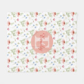 Floral Monogram Name Fleece Blanket For Girls フリースブランケット (正面(横))