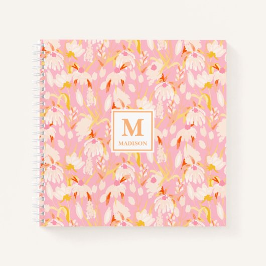Floral Monogram Notebook Journal ノートブック (正面)