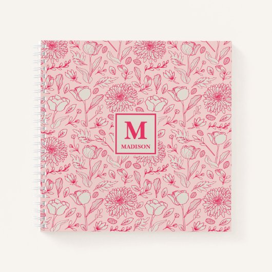 Floral Monogram Notebook Journal ノートブック (正面)