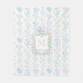 Floral Monogram Personalized Fleece Blanket フリースブランケット