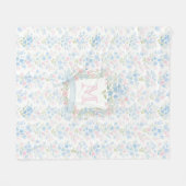 Floral Monogram Personalized Fleece Blanket フリースブランケット (正面(横))