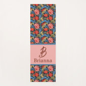 Floral Monogram Pink Blue William Morris Style ヨガマット (正面)