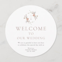 Floral Monogram Round Wedding Menu メニュー