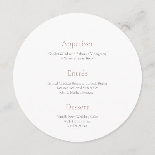 Floral Monogram Round Wedding Menu メニュー (裏面)