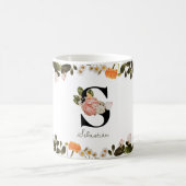 Floral Monogram 'S' Initial Mug コーヒーマグカップ (中央)