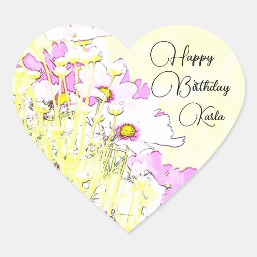 Floral Monogram Sticker ハートシール (正面)