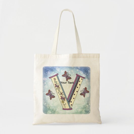floral Monogram V トートバッグ (正面)