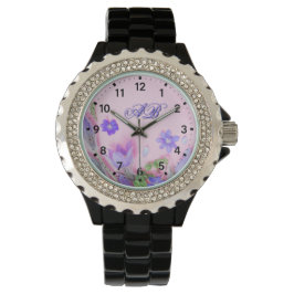 Floral Monogram Watch | Blue Wildflowers Rhineston 腕時計