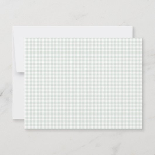 Floral Monogram with Green Gingham Note Card ノートカード (裏面)