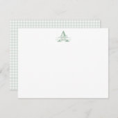 Floral Monogram with Green Gingham Note Card ノートカード (正面/裏面)