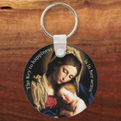 Floral Monogrammed Blessed Mother キーホルダー (正面)