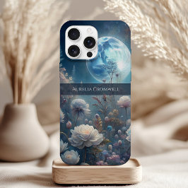 Floral Moon Magic Design withc Custom Name iPhone 15ケース