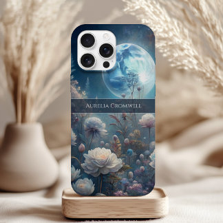 Floral Moon Magic Design withc Custom Name iPhone 15ケース
