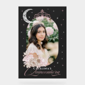 Floral Moon Stars Tiara Photo Quinceañera Welcome アクリルサイン (正面)