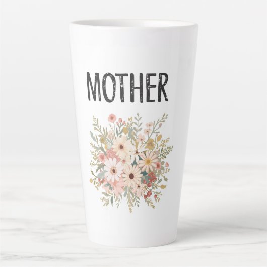 Floral 'MOTHER' Bouquet Mug カフェラテマグ (正面)