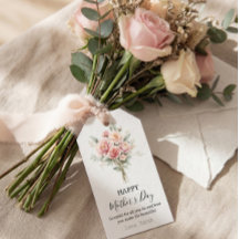 Floral Mother’s Day Gift Tag, Pink Rose Bouquet