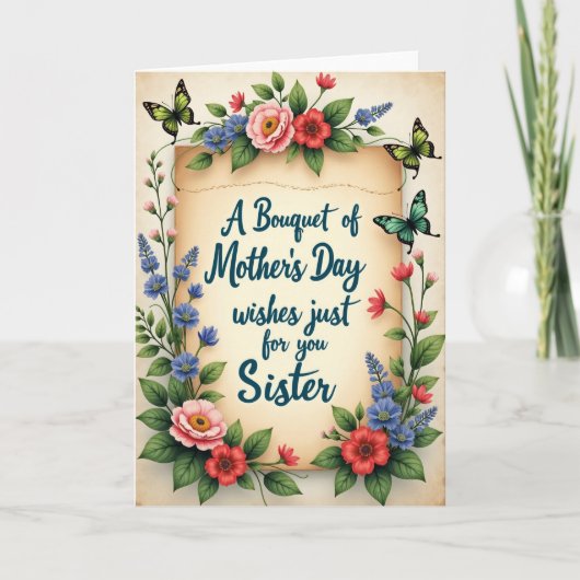 Floral Mothers Day Card For Sister カード (正面)