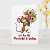 Floral Mothers Day Mouse Card カード (黄色い花)