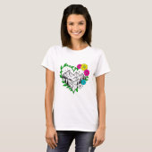 Floral Mountain Heart Scenic Nature Landscape Art Tシャツ (正面フル)