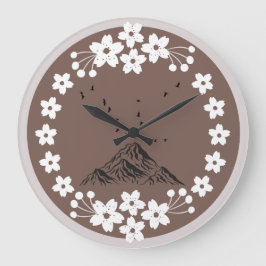 Floral Mountain Wall Clock | Elegant Minimal Home  ラージ壁時計