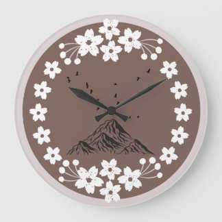 Floral Mountain Wall Clock | Elegant Minimal Home  ラージ壁時計