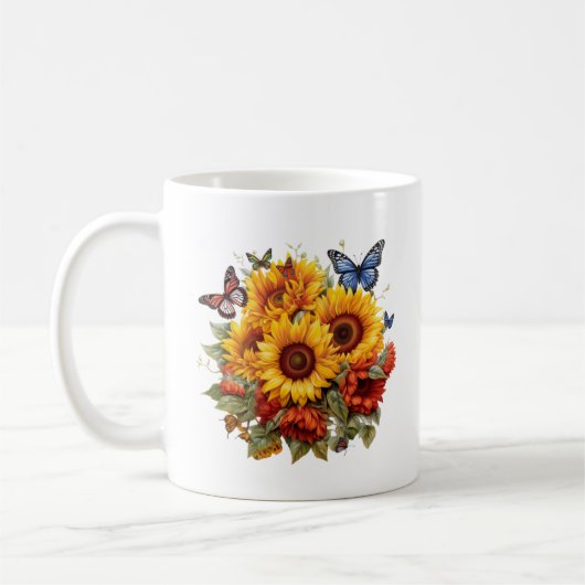 Floral Mug, Sunflower mug コーヒーマグカップ (左)