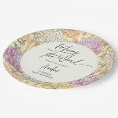 Floral Mum's the Word Surprise Baby Shower ペーパープレート (アングル)