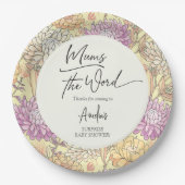 Floral Mum's the Word Surprise Baby Shower ペーパープレート (正面)